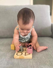 Load image into Gallery viewer, 4 in 1 Teething Puzzle Colours and Shapes Set | Montessori Developmental Toy | Learn Colours Shapes | Natural Timber Base and Food Grade Silicone | Dishwasher Safe Shapes